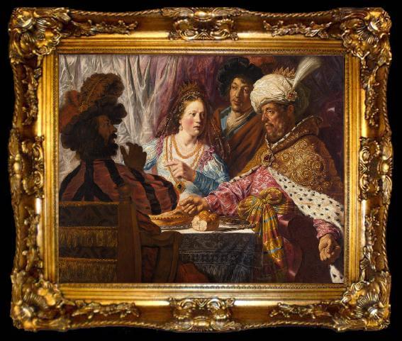 framed  Jan lievens The Feast of Esther (mk33), ta009-2